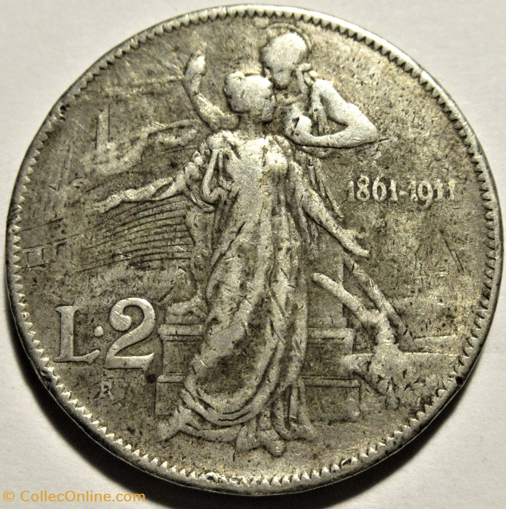 1861-1911 Royaume d'Italie, 2 Lire, Roma - Vittorio Emanuele III monnaies monde 1861 1911 royaume italie 2 lire roma vittorio emanuele iii