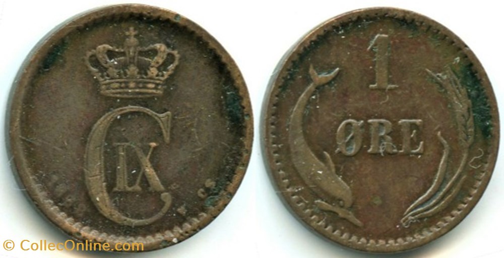 Christian IX Denmark - 1 Øre 1888 monnaies monde danemark christian ix denmark 1 re 1888