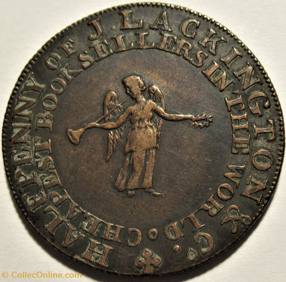 1794 HalfPenny - J. Lackington & Co, Booksellers Token, London, England monnaies monde royaume uni 1794 halfpenny j lackington co booksellers token london england