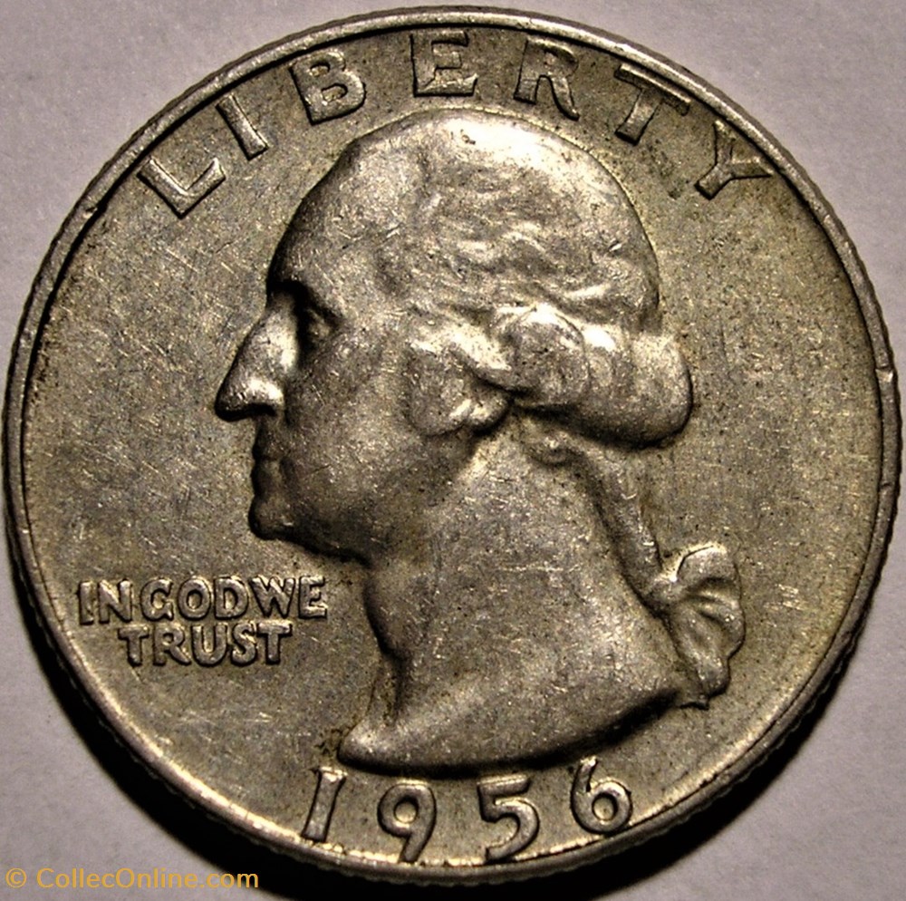 monnaie monde etat uni 1956 denver quarter dollar error repunched double die