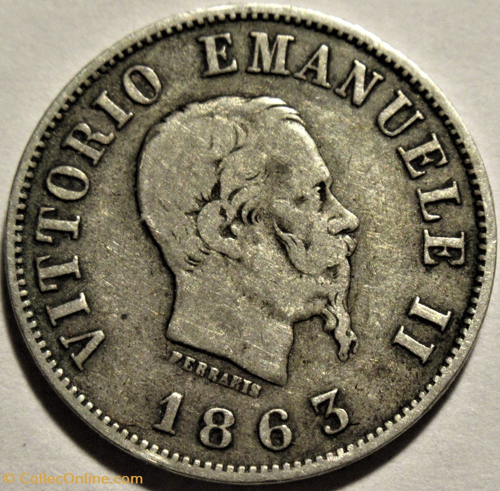 1863 Royaume d'Italie, 50 Centesimi, Milano - Vittorio Emanuele II monnaies monde 1863 royaume italie 50 centesimi milano vittorio emanuele ii