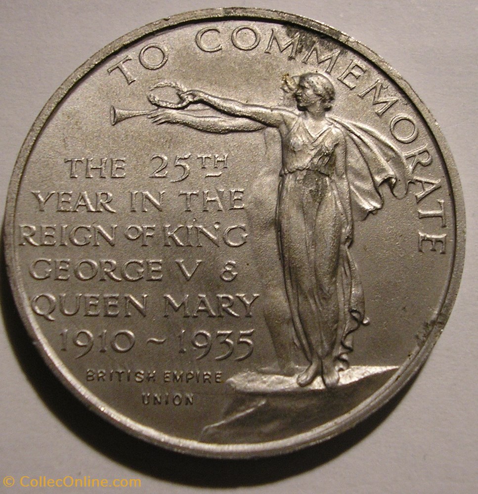 George V & Mary - 1935 Silver Jubilee Medallion, British Empire Union 3 medaille royaume george v mary 1935 silver jubilee medallion british empire union