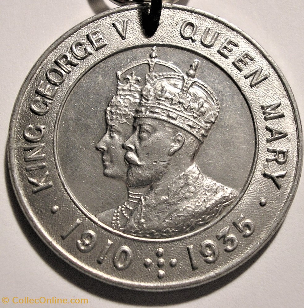 George V & Mary - 1935 Silver Jubilee Medal, Ship - UK 2 medaille royaume uni george v mary 1935 silver jubilee medal ship uk