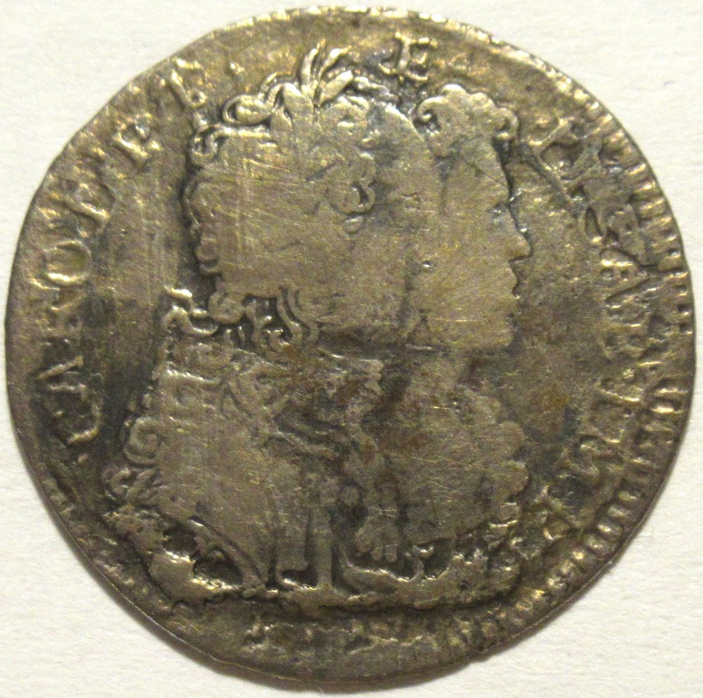 1716 Regno di Napoli, 1 Carlino - Carlo VI & Elizabetta monnaies europe medievale royaume de naples 1716 regno di napoli 1 carlino carlo vi elizabetta