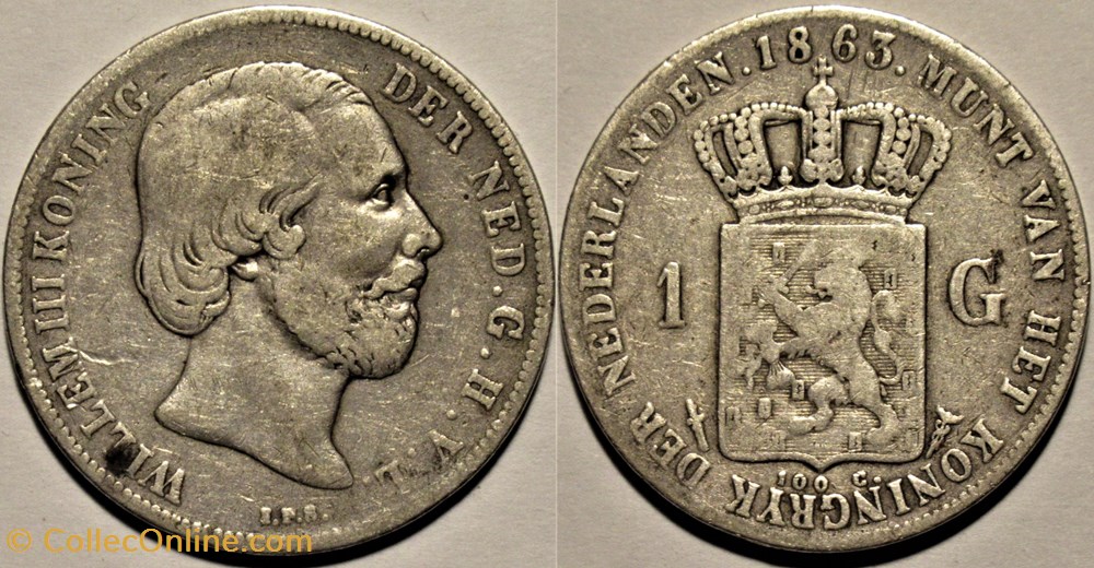 monnaies monde pays bas willem iii of nederland 1 gulden 1863