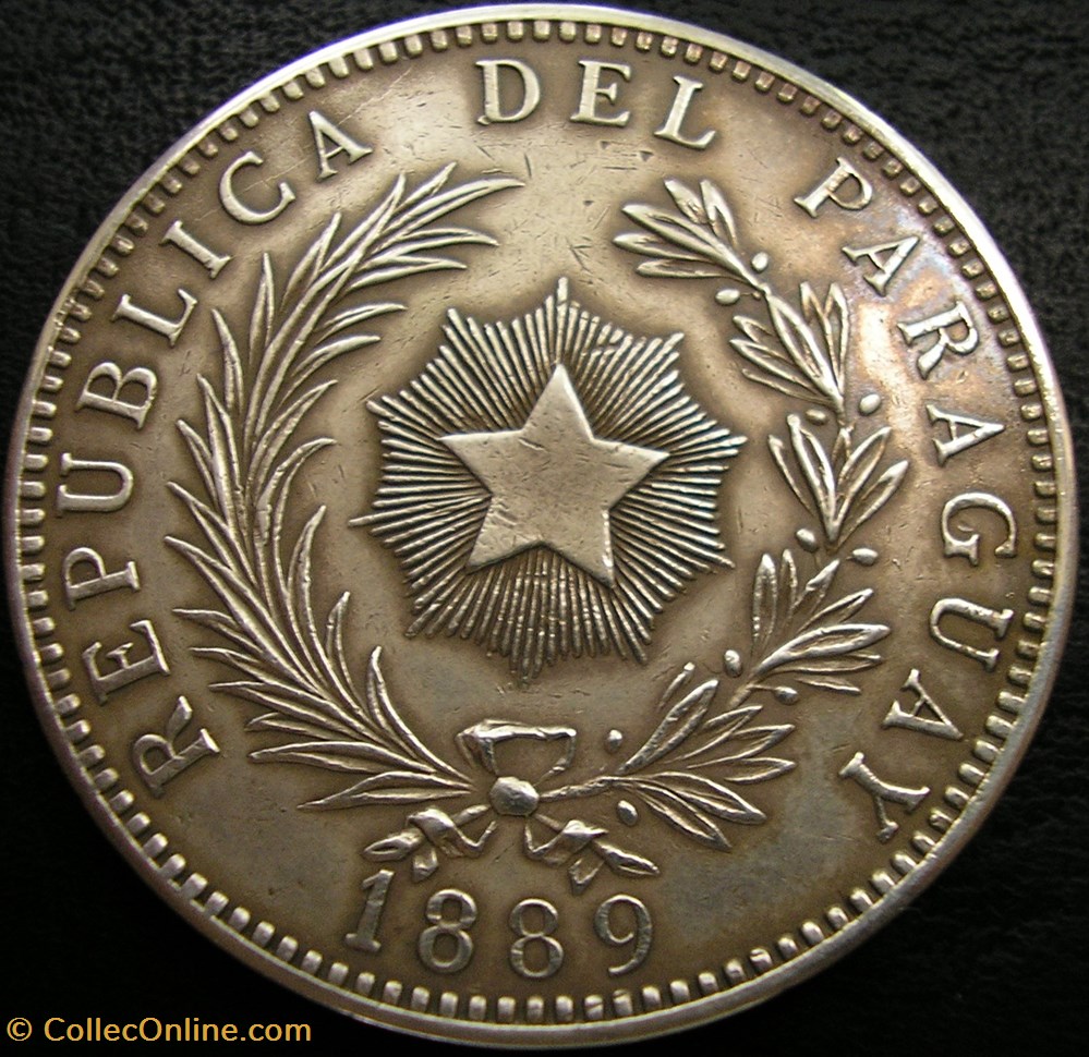 Paraguay - Un Peso 1889 2 monnaies monde paraguay un peso 1889