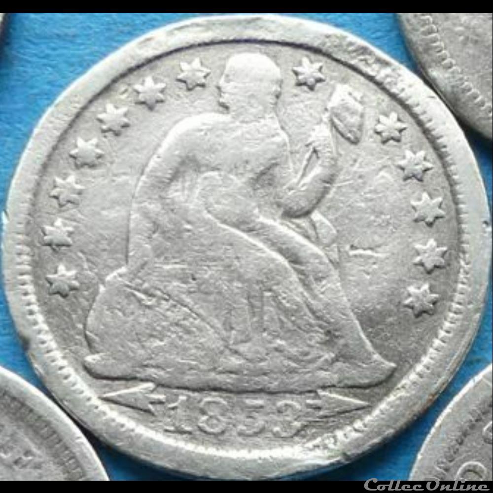 ←1853→ Dime / 10 Cents monnaies monde etats unis 1853 dime 10 cents
