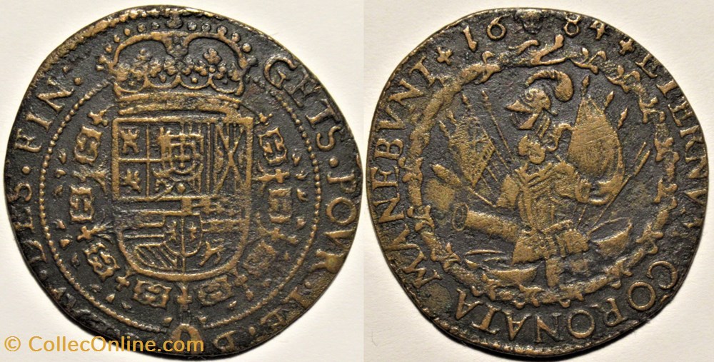 1684 Brussels token, Eternus Coronata Manebunt - Carlos II of Spain monnaies paranumismatique jetons poids 1684 brussels token eternus coronata manebunt carlos ii of spain