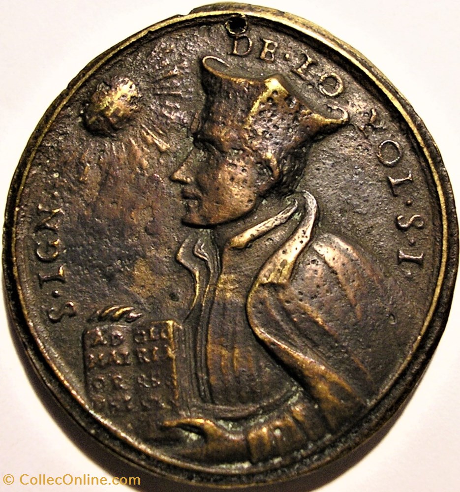 Jesuit medal with three saints - 1700' 2 patrimoine religieux souvenir jesuit medal with three saints 1700