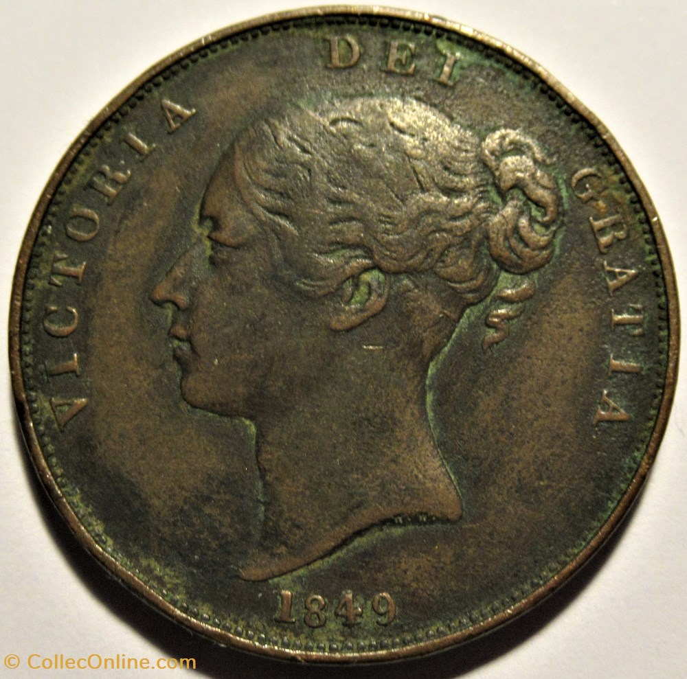 Victoria - One Penny 1849 - Kingdom of Great Britain 2 monnaies monde royaume uni victoria one penny 1849 kingdom of great britain