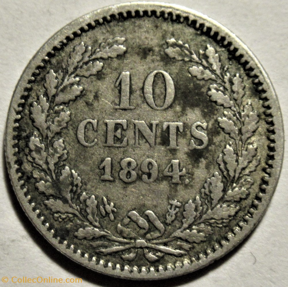 Wilhelmina of Nederland - 10 Cents 1894 3 monnaies monde pays bas wilhelmina of nederland 10 cents 1894