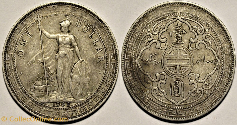 Edward VII - One Trade Dollar 1902 - Bombay Mint monnaies colonies britanniques edward vii one trade dollar 1902 bombay mint