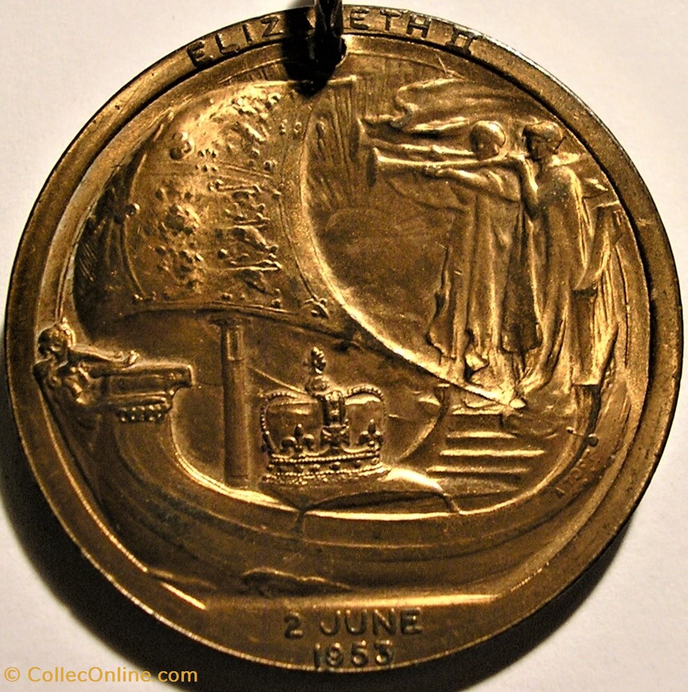 Elizabeth II - 1953 Coronation Medallion Ship - UK 3 medaille royaume uni elizabeth ii 1953 coronation medallion ship uk