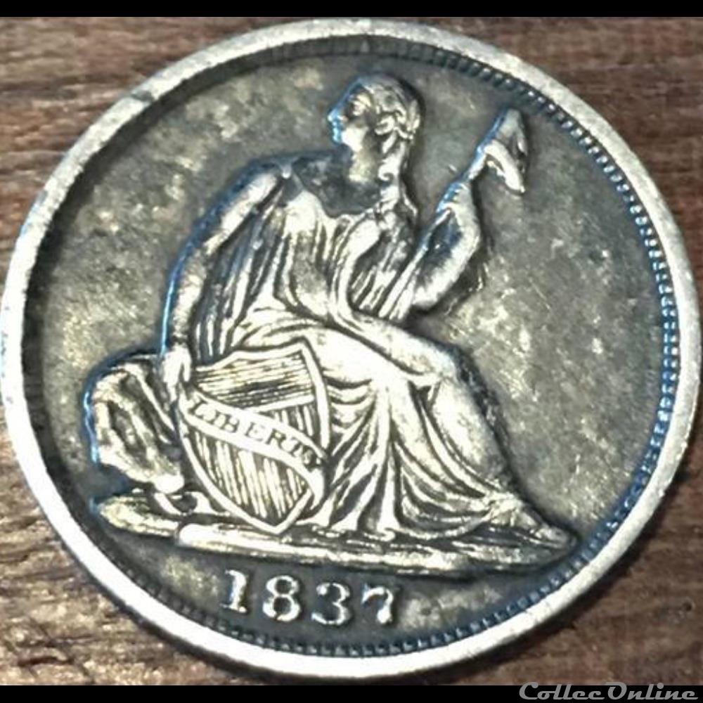 1837 Half Dime No Star - Die crack monnaies monde etats unis 1837 half dime no star die crack