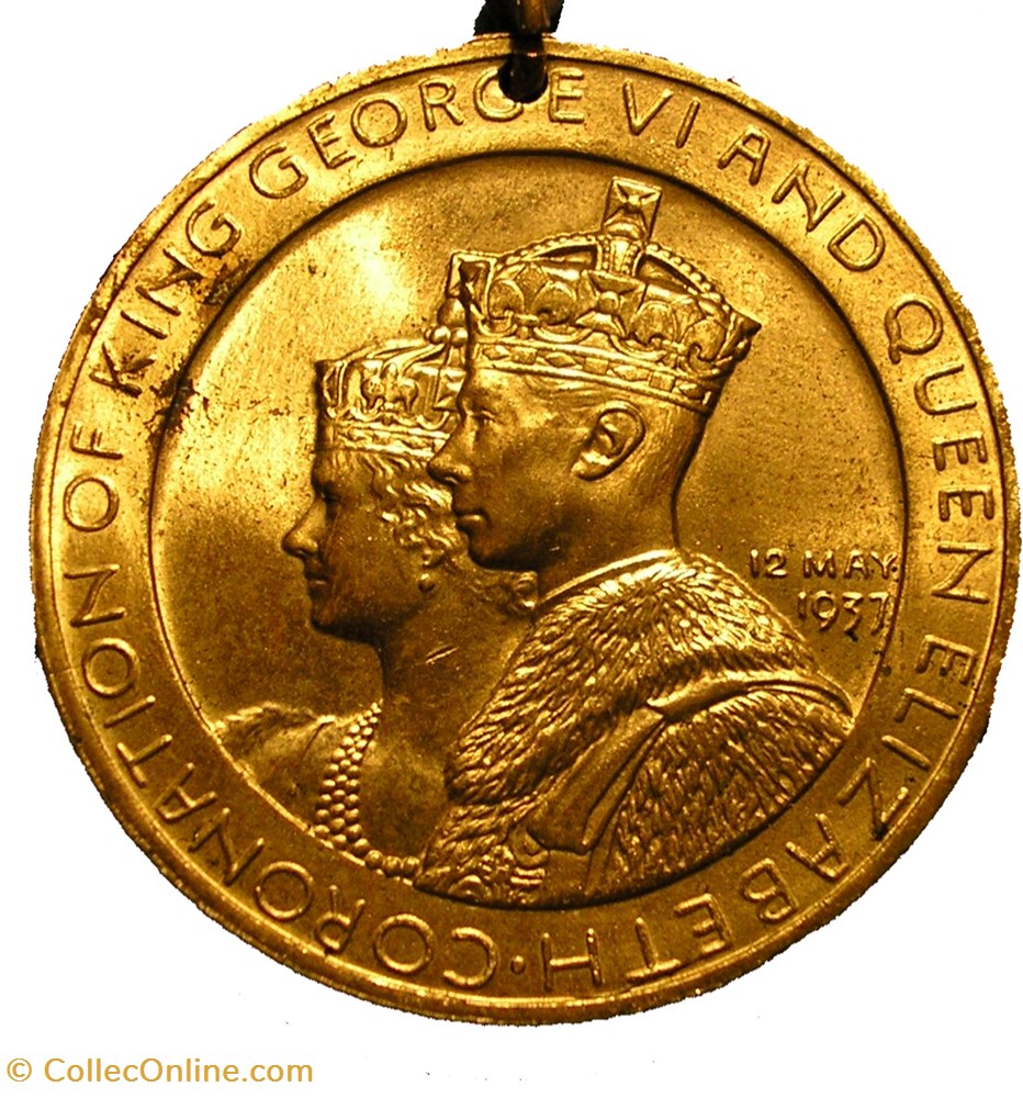 George VI & Elizabeth - 1937 Coronation Gilt Medal - UK 2 medaille royaume uni george vi elizabeth 1937 coronation gilt medal uk