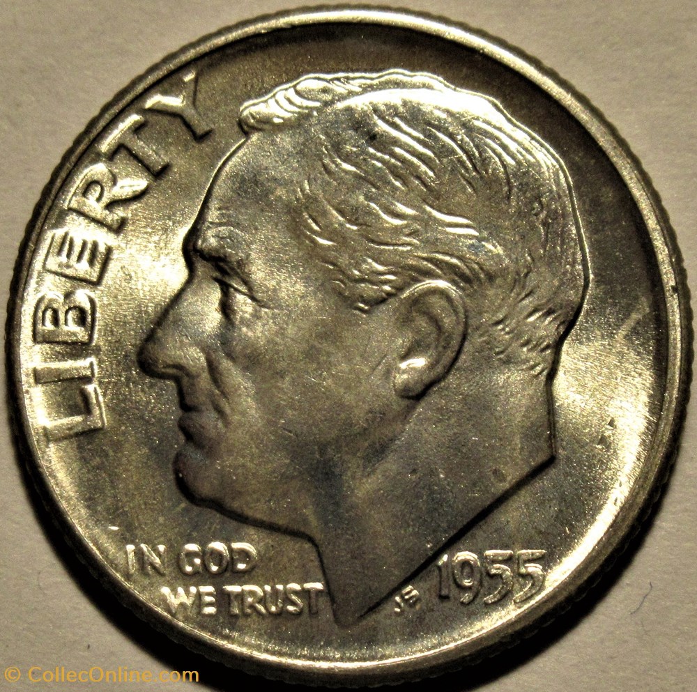 1955 Denver Dime monnaies monde etats unis 1955 denver dime