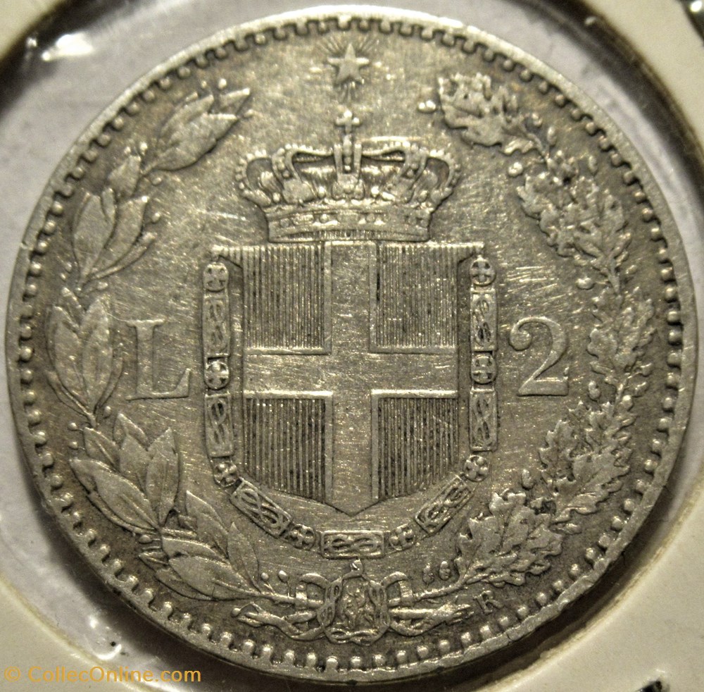 1885 Regno d'Italia, 2 Lire, Roma - Umberto I 3 monnaies monde italie 1885 regno italia 2 lire roma umberto i