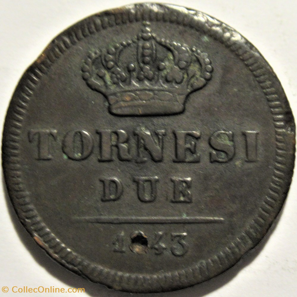 monnaies monde italie 1843 royaume de naples 2 tornesi ferdinando ii ex 2