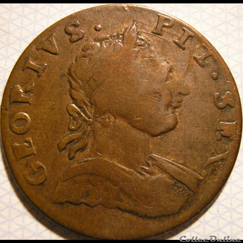 1767 Half Penny No Regal - George III - Georius Pit Sex 3 monnaie monde etat uni 1767 half penny no regal george iii georius pit sex