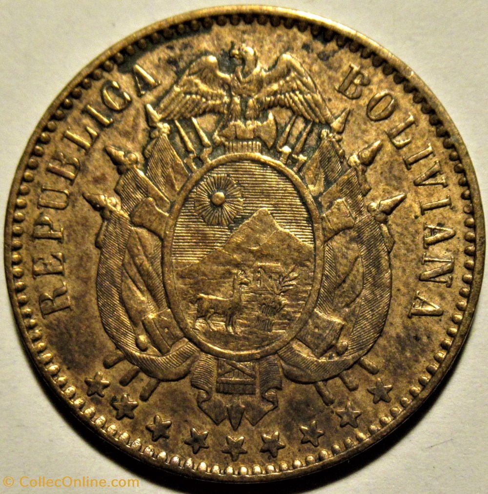 1883 Paris - 1 Centavo 2 monnaies monde bolivie 1883 paris 1 centavo