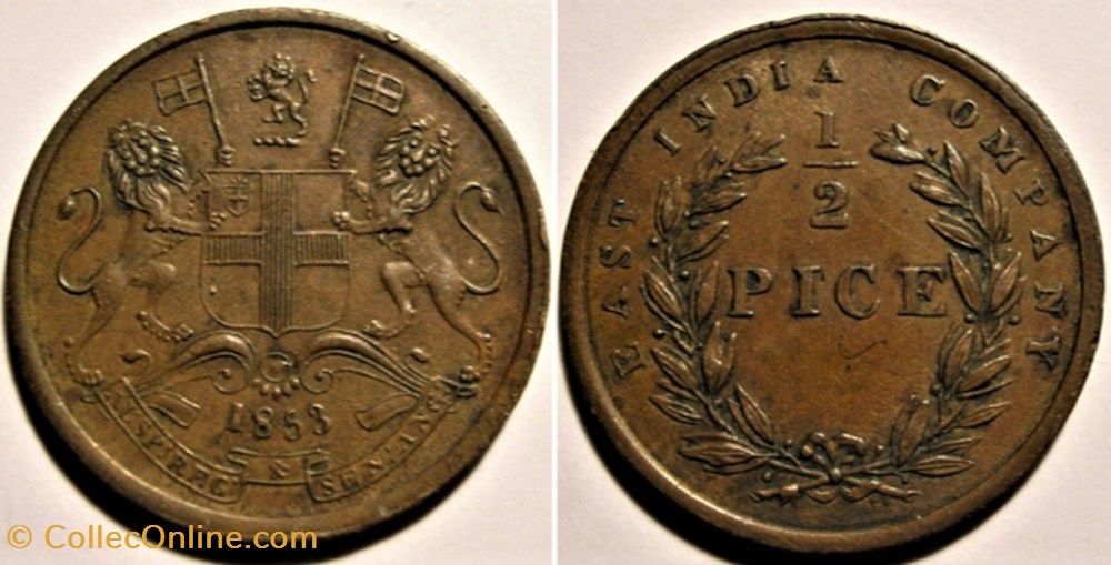 Queen Victoria - Half Pice 1853 monnaie monde inde queen victoria half pice 1853