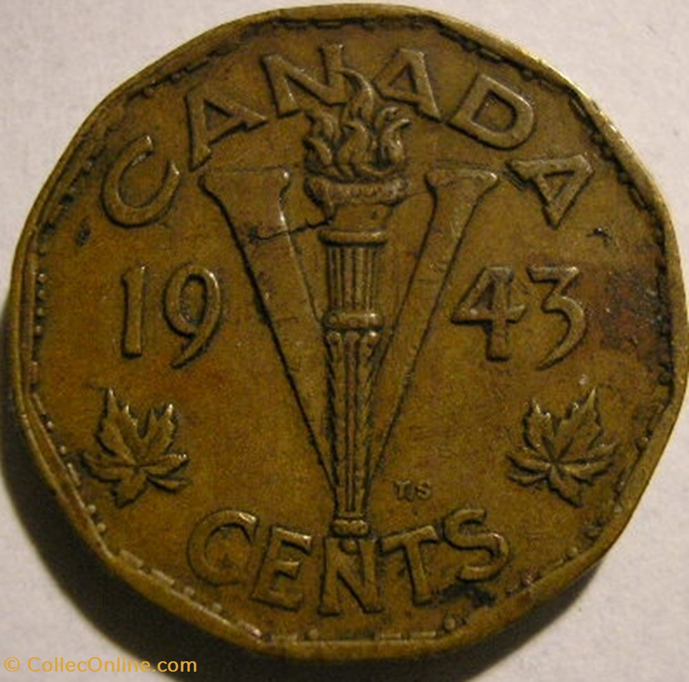 George VI - Five Cents 1943 Victory - Die crack 3 monnaie monde canadum george vi five cents 1943 victory die crack