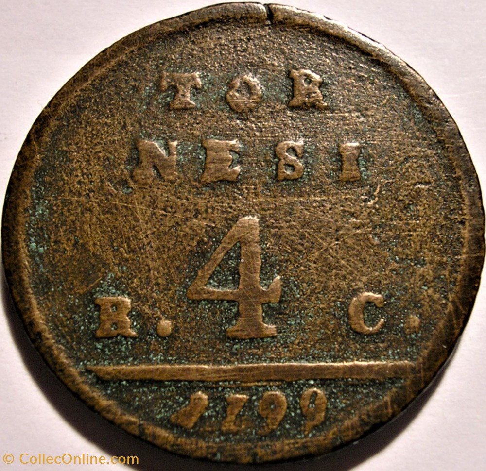 1799 Royaume de Naples, 4 Tornesi - Ferdinando IV de Bourbon-Siciles 2 monnaies monde italie 1799 royaume de naples 4 tornesi ferdinando iv de bourbon siciles