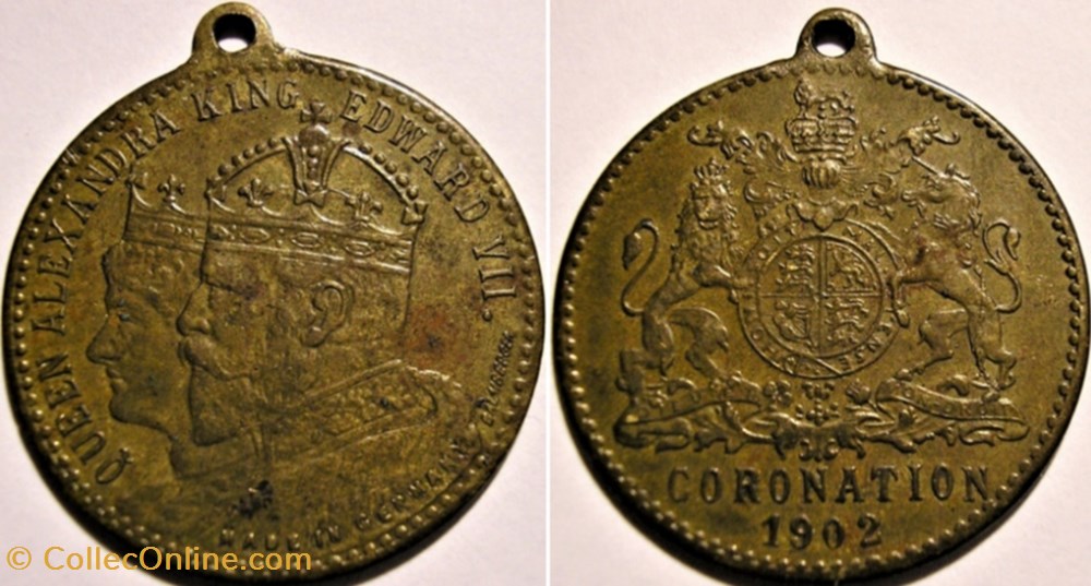 Edward VII & Alexandra - Medalet Coronation 1902 (Dalmberger, Germany) medaille royaume uni edward vii alexandra medalet coronation 1902 dalmberger germany
