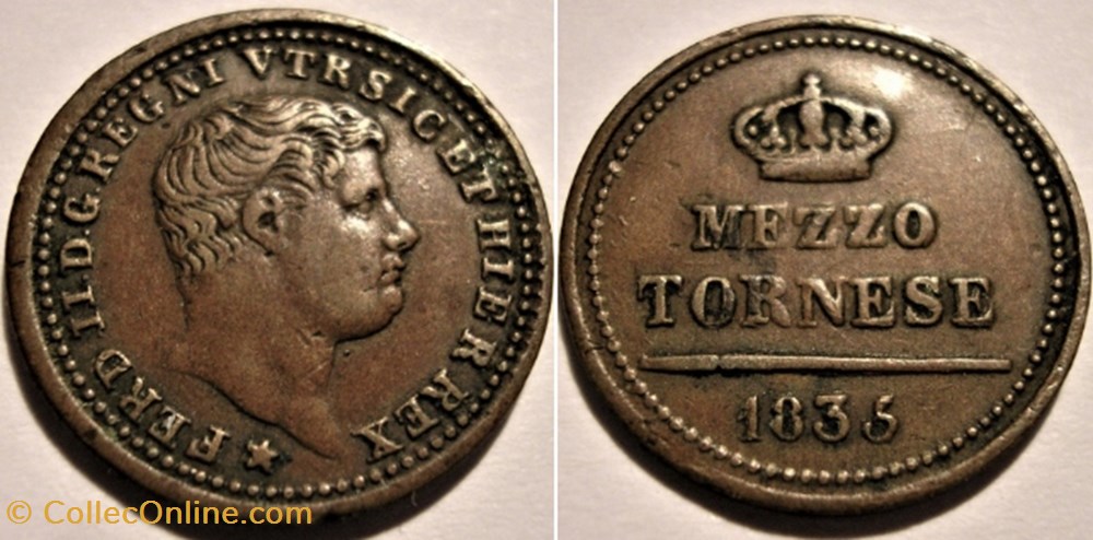 1835 Royaume de Naples, 1/2 Tornese - Ferdinando II monnaies monde italie 1835 royaume de naples 1 2 tornese ferdinando ii