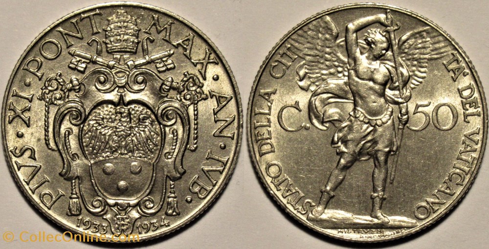Pio XI, Papa - 50 Centesimi 1933-1934 Jubilee - Vaticano monnaies monde pio xi papa 50 centesimi 1933 1934 jubilee vaticano