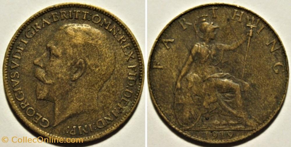 George V - Farthing 1919 - Great Britain monnaies monde royaume uni george v farthing 1919 great britain