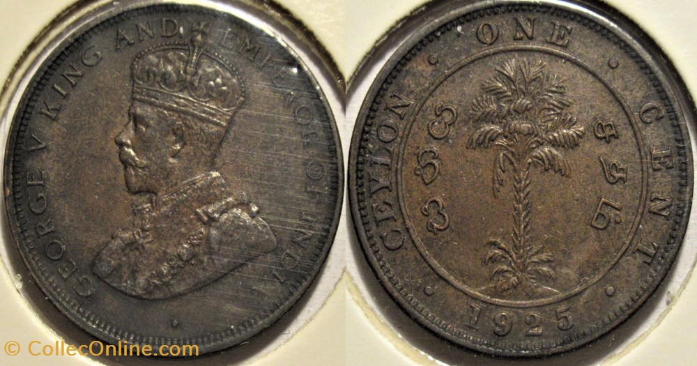George V - One Cent 1925 - Ceylon monnaies monde sri lanka george v one cent 1925 ceylon