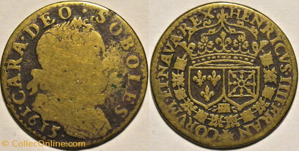 Louis XIII & Henri IV - 1615, Jeton, une lignée chère à Dieu monnaies paranumismatique jetons poids louis xiii henri iv 1615 jeton une lignee chere a dieu