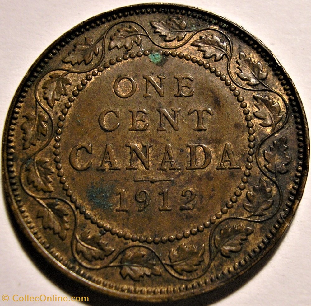 George V - 1 Cent 1912 monnaie monde canadum george v 1 cent 1912