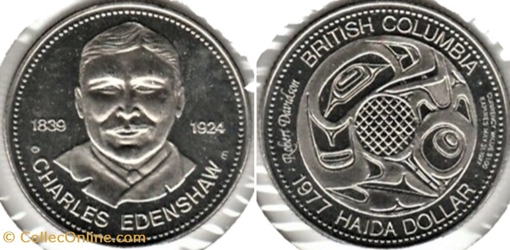 Haida Trade Dollar Token 1977 - British Colombia monnaies jetons mereaux haida trade dollar token 1977 british colombia