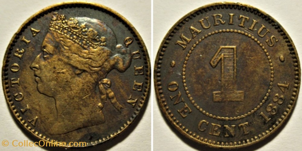 Victoria - One Cent 1884 - Mauritius Island (ex.2) monnaies monde maurice victoria one cent 1884 mauritius island ex 2