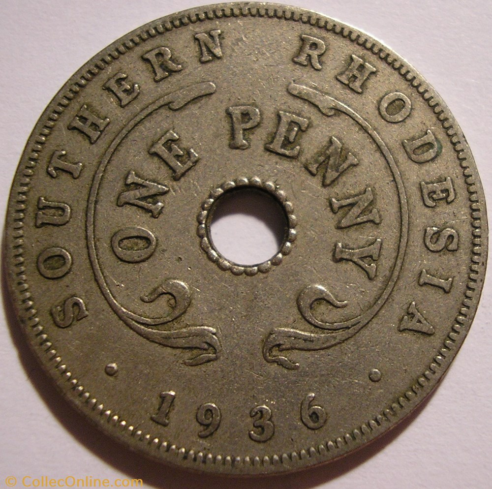 George V - 1 Penny 1936 - Southern Rhodesia monnaie monde zimbabwe george v 1 penny 1936 southern rhodesia