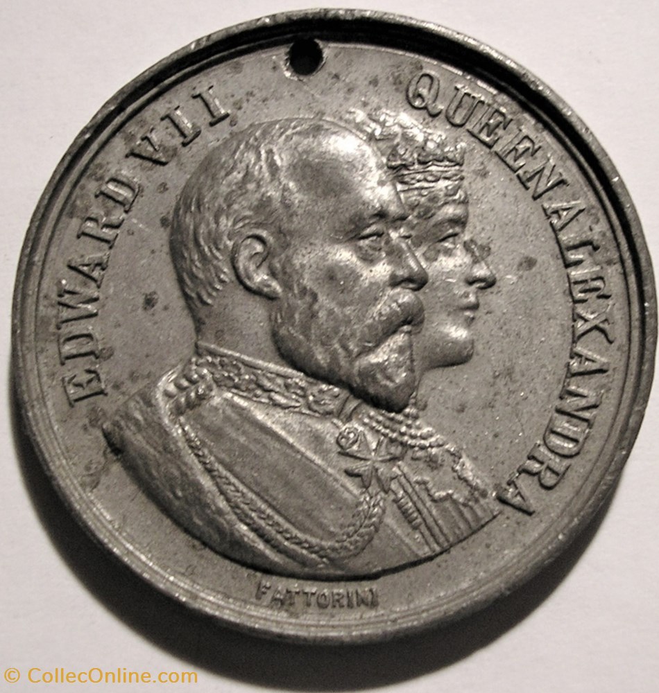 Edward VII & Alexandra - 1902 Coronation, Bradford Medal - UK 2 medaille royaume uni edward vii alexandra 1902 coronation bradford medal uk