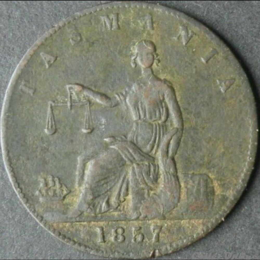 monnaies monde australie 1857 half penny token tasmania australia colonial