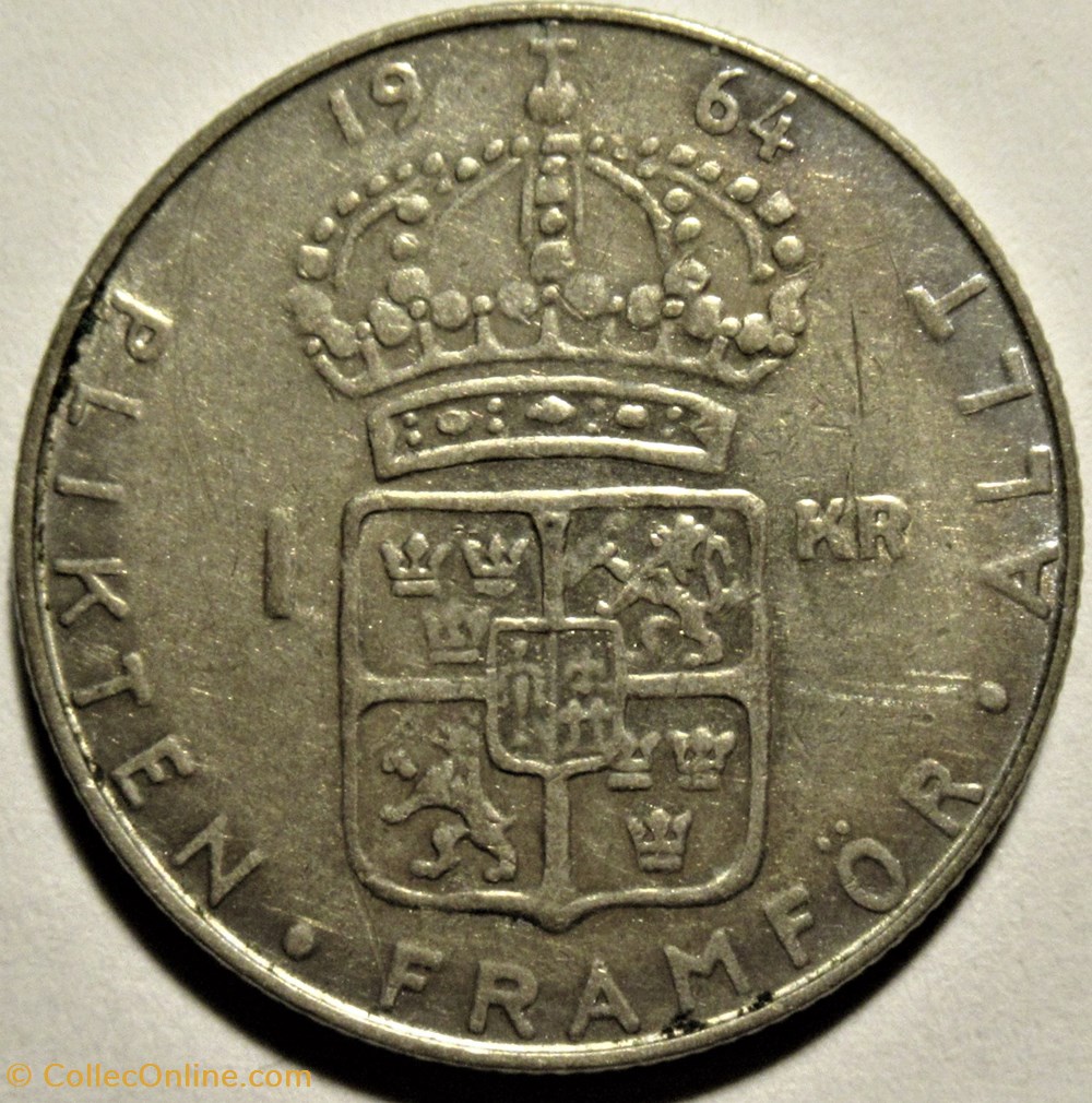 Gustaf VI Adolf of Sweden - 1 Krona 1964 3 monnaies monde suede gustaf vi adolf of sweden 1 krona 1964
