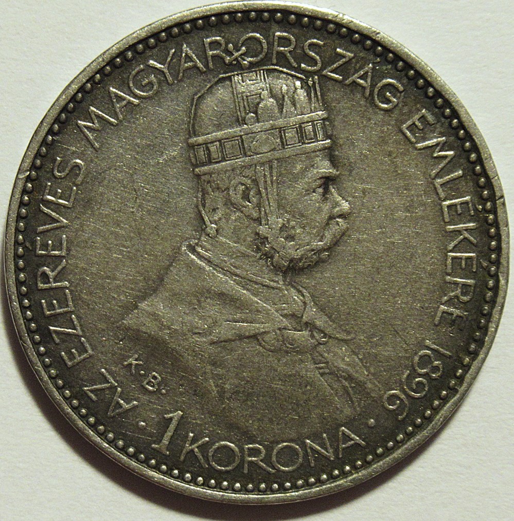 Franz Joseph I - 1 Korona 1896, Magyar Millennium - Kingdom of Hungary monnaies monde hongrie franz joseph i 1 korona 1896 magyar millennium kingdom of hungary