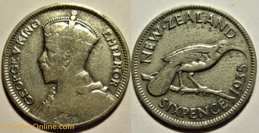 George V - 6 Pence 1935 - New Zealand monnaies monde nouvelle zelande george v 6 pence 1935 new zealand