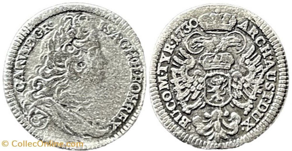 monnaies europe medievale royaume de boheme 1730 bohemia 3 kreuzer karl vi of holy roman empire