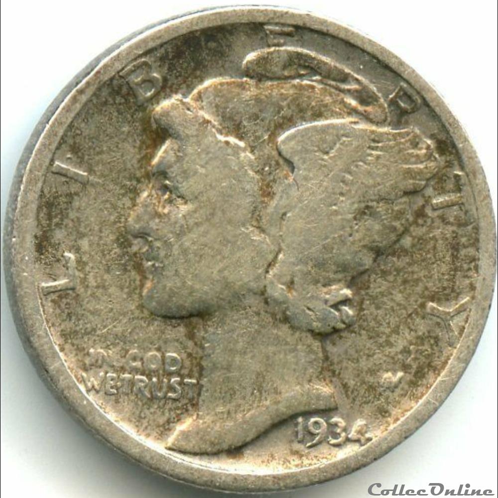 1934 Dime - Repunched or Doubled Date monnaies monde etats unis 1934 dime repunched or doubled date