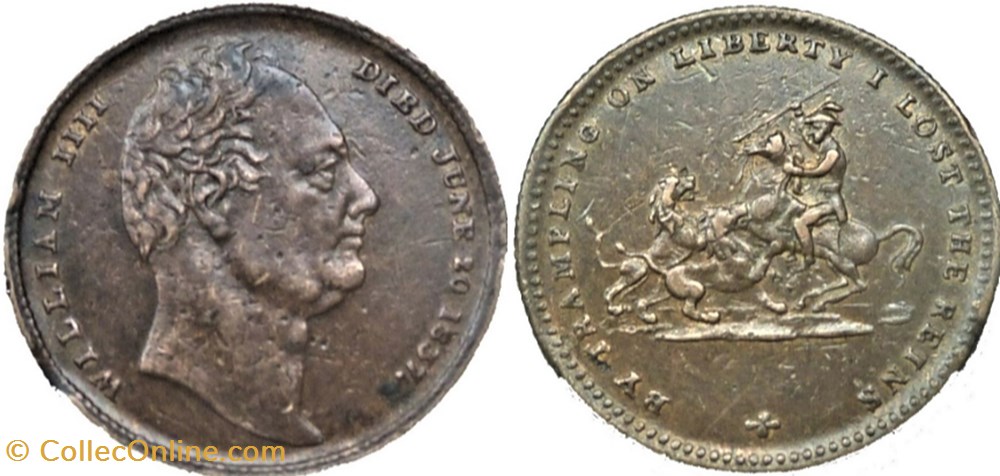 William IV - 1837 Death Token, Great Britain monnaie jeton mereaux william iv 1837 death token great britain