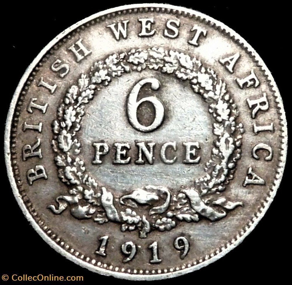 George V - 6 Pence 1919 - British West Africa monnaies monde afrique occidentale britannique george v 6 pence 1919 british west africa