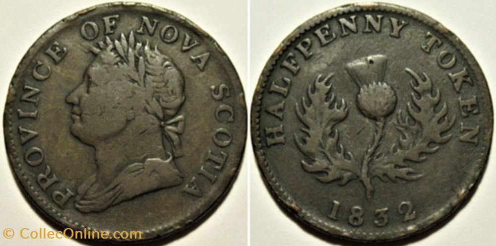 monnaies monde canada george iv halfpenny token 1832 nova scotia ex 7