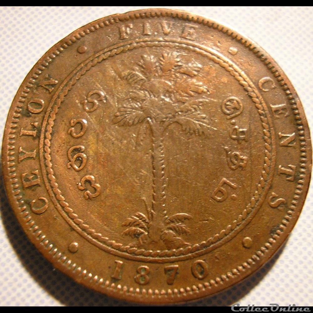 monnaie monde sri lanka victoria five cents 1870 ceylon ex 2