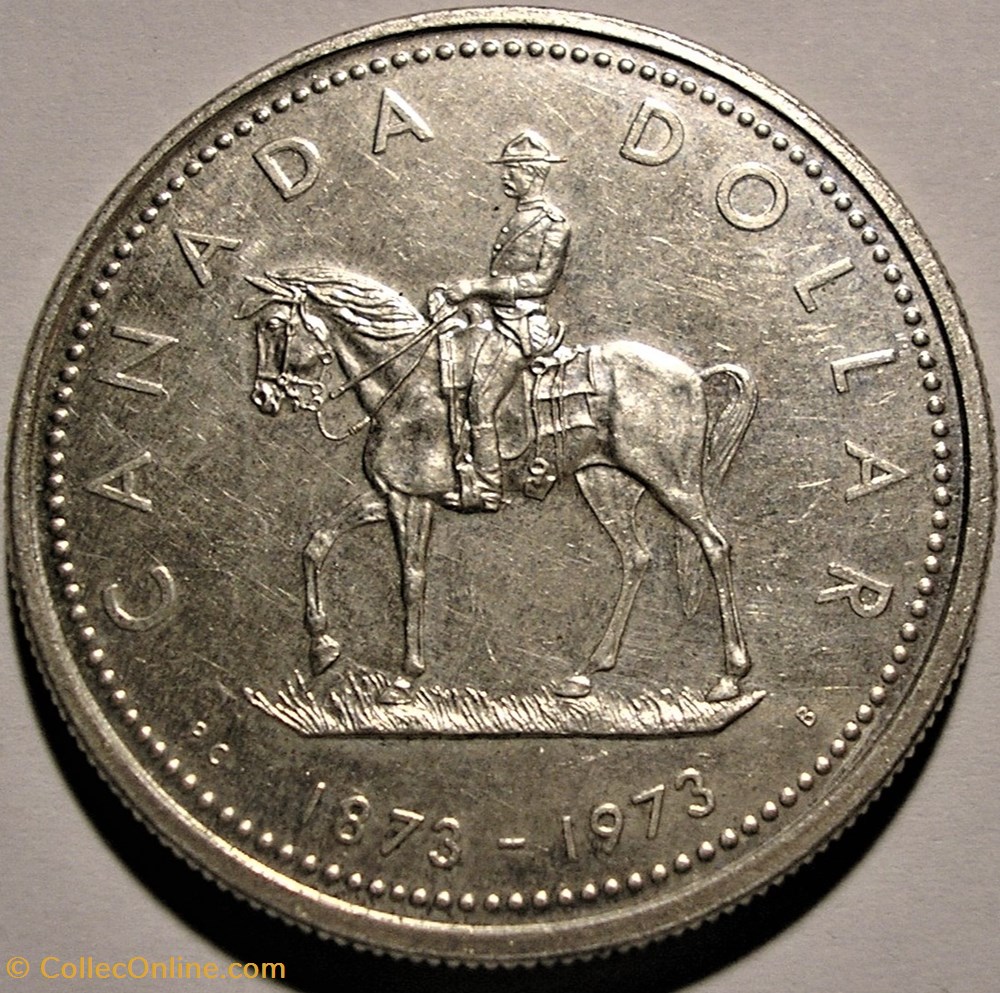 Elizabeth II - 1 Dollar 1873-1973 Mounted Police, Centennial