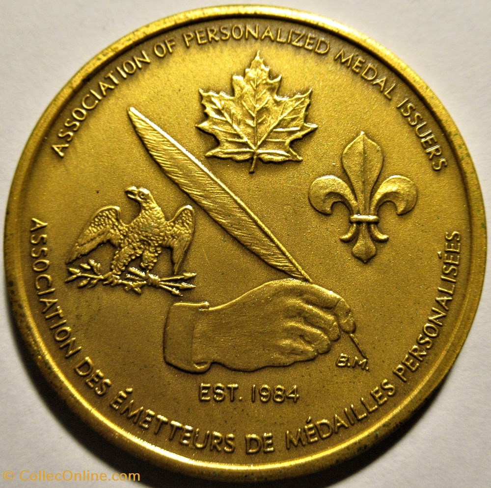 Association of Personalized Medal Issuers - Calgary, Alberta 1984 3 monnaies jetons mereaux association of personalized medal issuers calgary alberta 1984